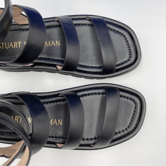 Stuart Weitzman Gala Lift Sandal Gladiator Black Leather - Picture 5 of 16